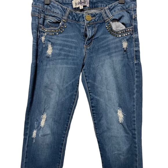 Juniors Jolt Distressed Medium Wash Skinny‎ Jeans - Picture 3 of 8